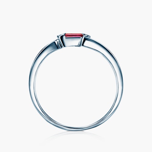 Pierścionek zaręczynowy SAVICKI: białe złoto, rubin, diamenty